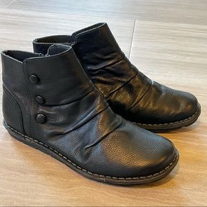 Clarks | Black Leather Button Ankle Boots